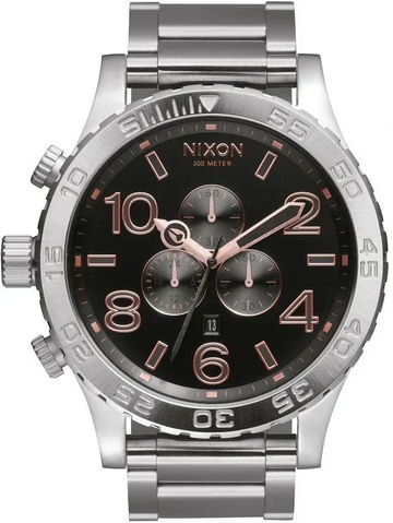 Nixon 51-30 Chrono Grey Dial Silver Steel Strap Watch for Men - A083-2064