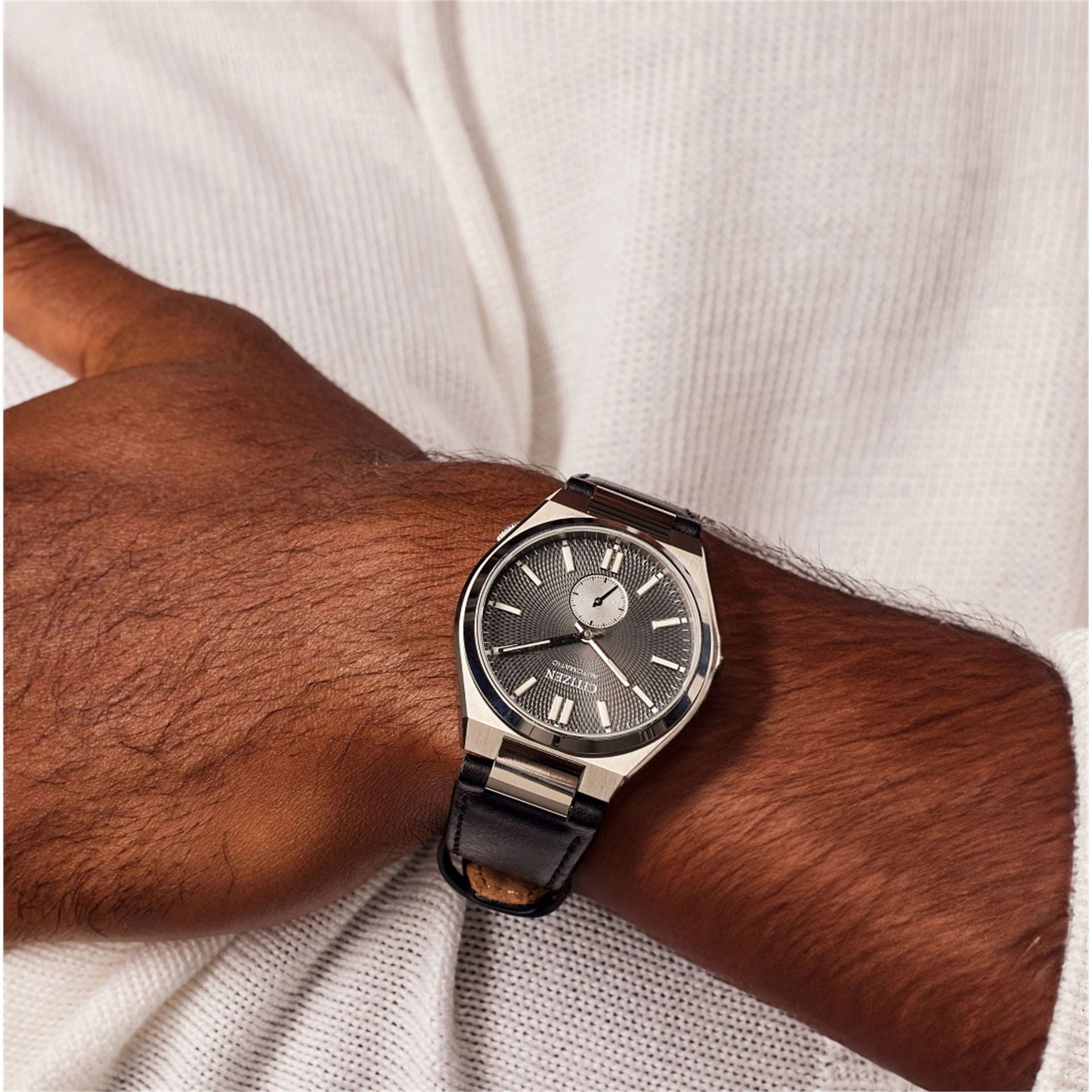  Shop Authentic Citizen Tsuyosa Automatic Grey Dial Black Leather Strap Watch for Men - NK5010-01H - Luxxuri