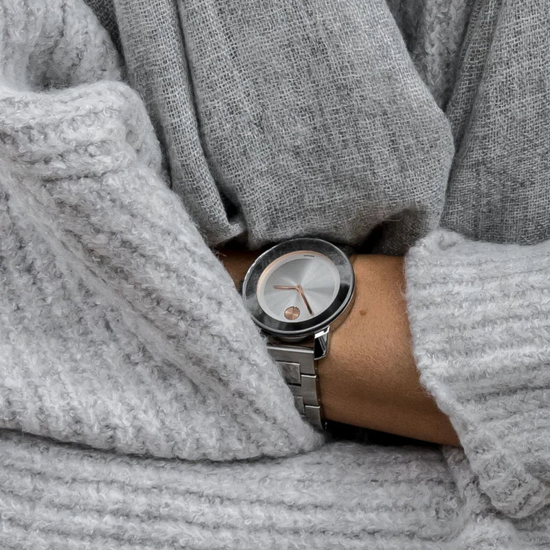 Shop Authentic Movado Bold Ceramic Silver Dial Silver Steel Strap Watch for Women - 3600638 - Luxxuri