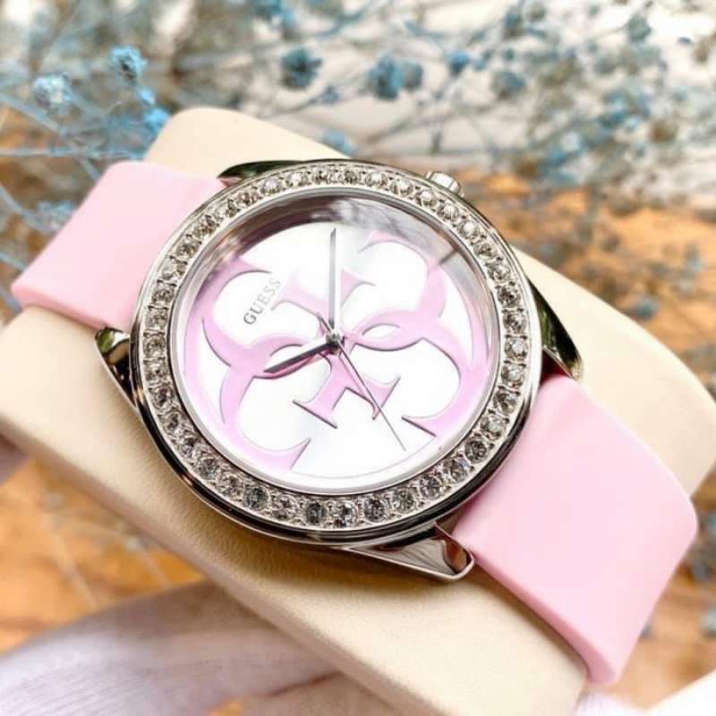  Shop Authentic Guess G-Twist Diamonds Silver Dial Pink Rubber Strap Watch for Women - W1240L1 - Luxxuri