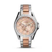  Shop Authentic Fossil Riley Multifunction Rose Gold Dial Two Tone Steel Strap Watch for Women - ES4145 - Luxxuri