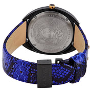  Shop Authentic Versace Shadov Quartz Black Dial Blue Leather Strap Watch for Men - VEBM00418 - Luxxuri
