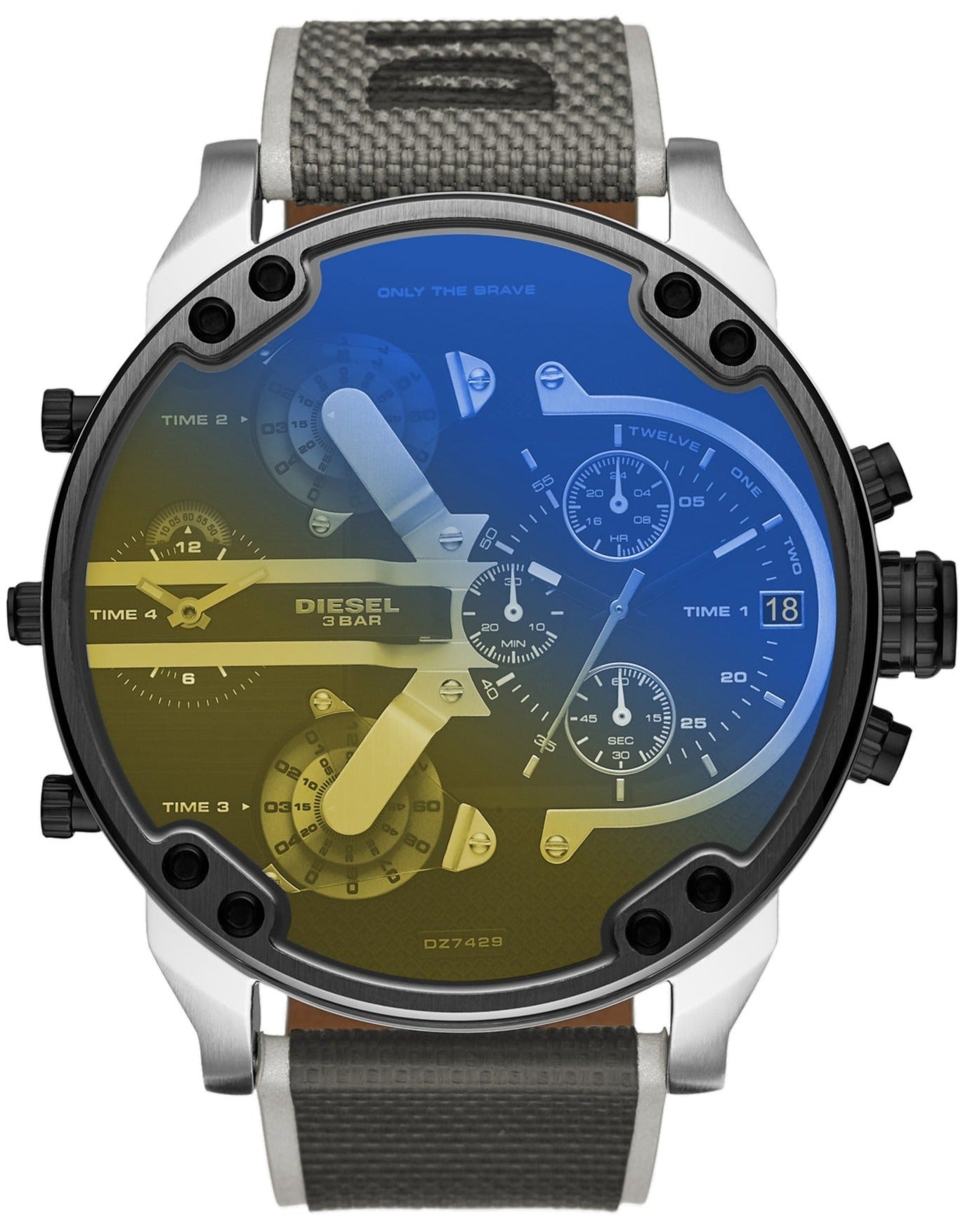  Shop Authentic Diesel Mr. Daddy 2.0 Chronograph Black Dial Grey Nylon Strap Watch For Men - DZ7429 - Luxxuri