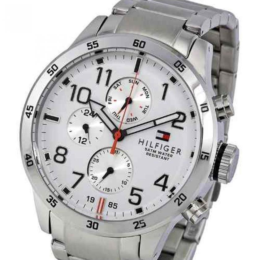  Shop Authentic Tommy Hilfiger Trent Multifunction White Dial Silver Steel Strap Watch for Men - 1791140 - Luxxuri