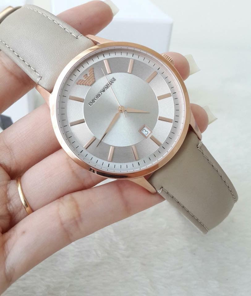  Shop Authentic Emporio Armani Classic Quartz Silver Dial Beige Leather Strap Watch For Men - AR2464 - Luxxuri