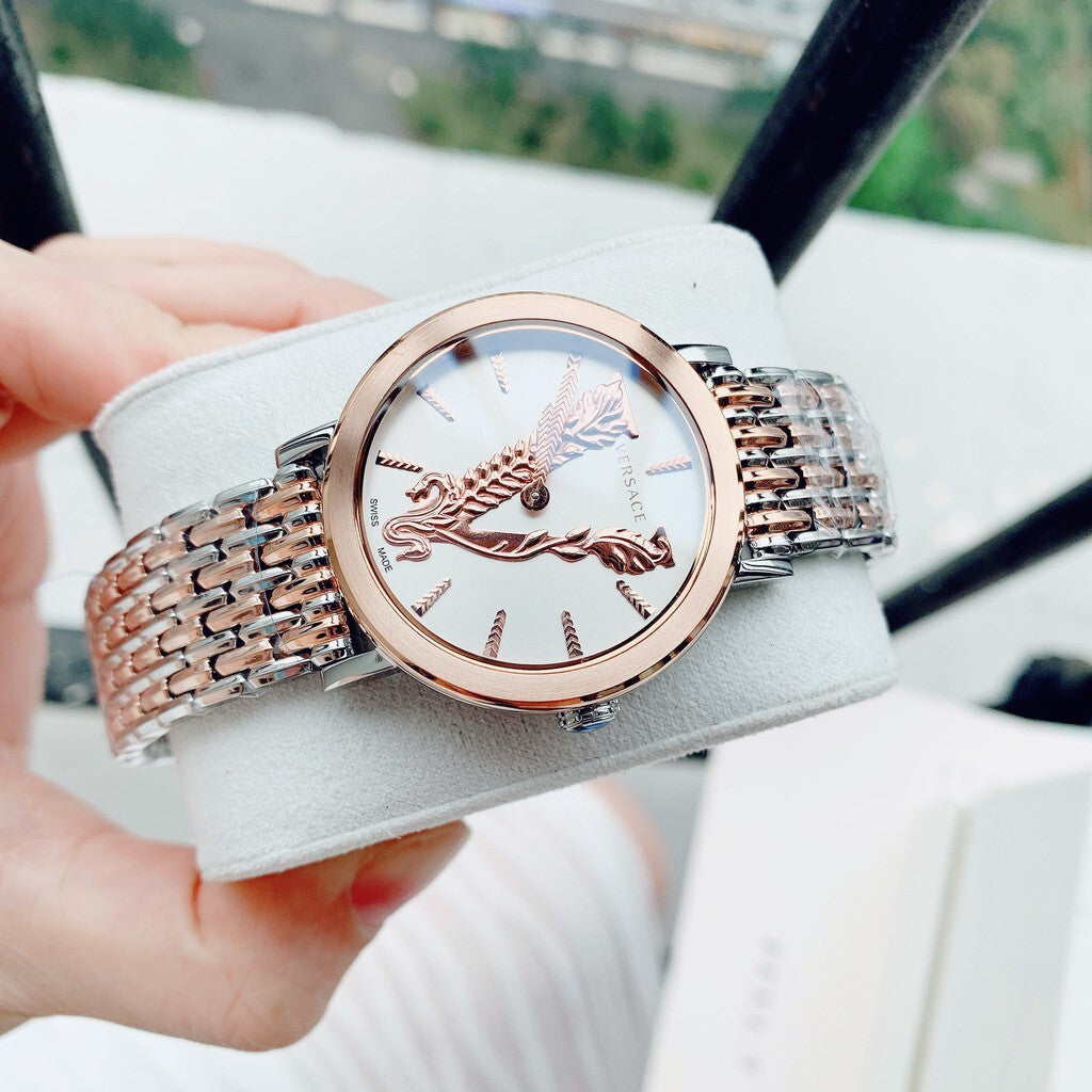 Shop Authentic Versace Virtus Quartz White Dial Two Tone Steel Strap Watch for Women - VEHC00519 - Luxxuri