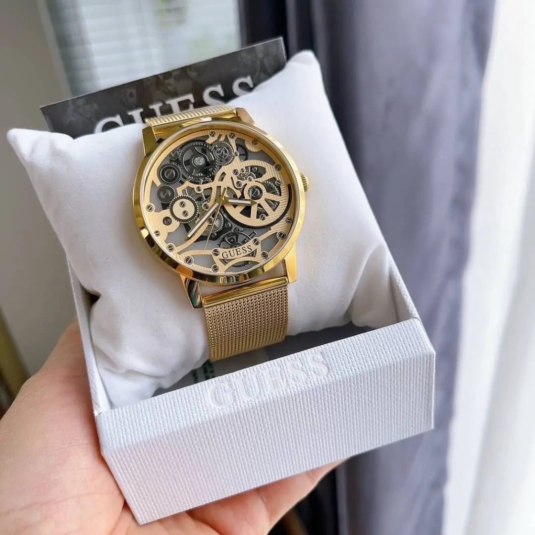  Shop Authentic Guess Gadget Gold Dial Gold Mesh Bracelet Watch for Men - GW0538G2 - Luxxuri