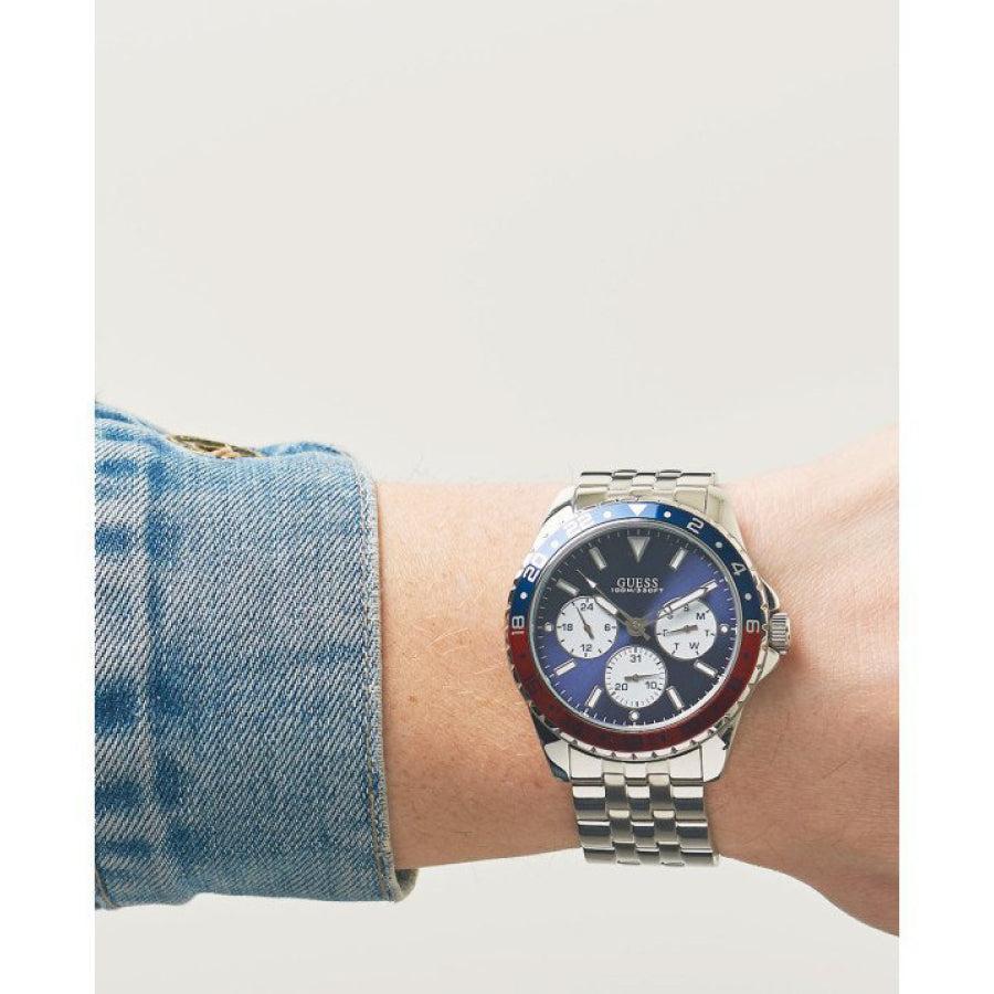 Shop Authentic Guess Odyssey Multifunction Blue Dial Silver Steel Strap Watch For Men - W1107G2 - Luxxuri