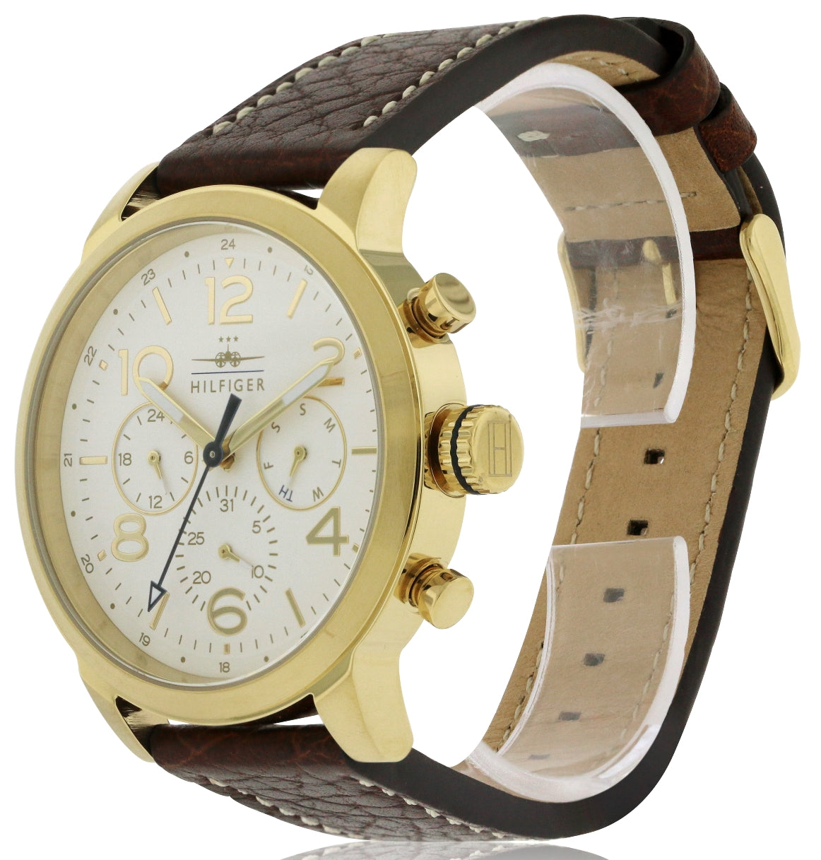  Shop Authentic Tommy Hilfiger Jake Quartz White Dial Brown Leather Strap Watch for Men - 1791231 - Luxxuri