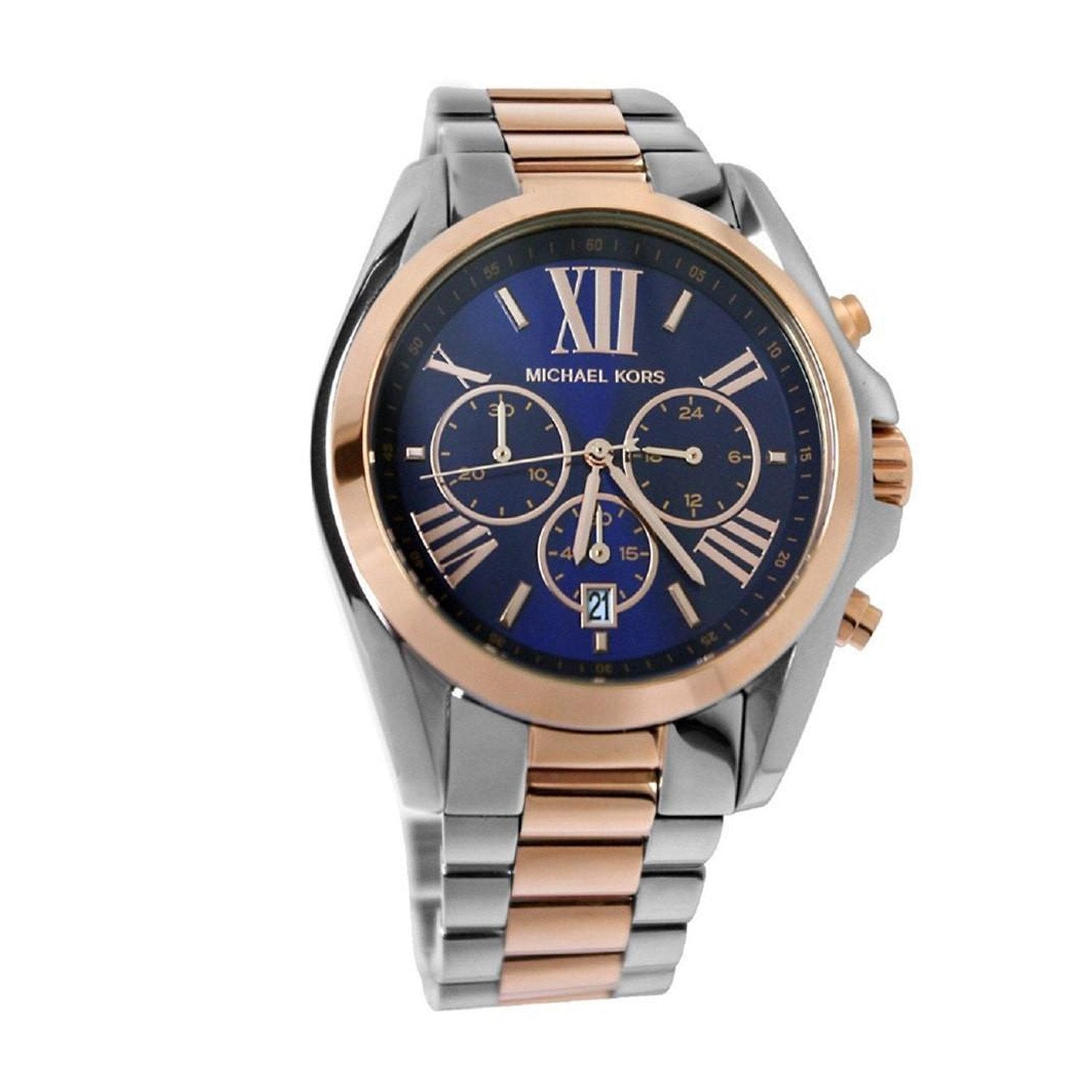  Shop Authentic Michael Kors Bradshaw Blue Dial Two Tone Steel Strap Watch for Women - MK5606 - Luxxuri
