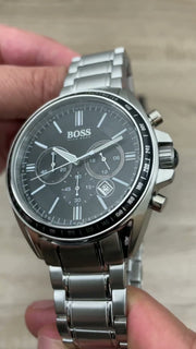  Shop Authentic Hugo Boss Driver Chronograph Black Dial Silver Steel Strap Watch For Men - 1513080 - Luxxuri