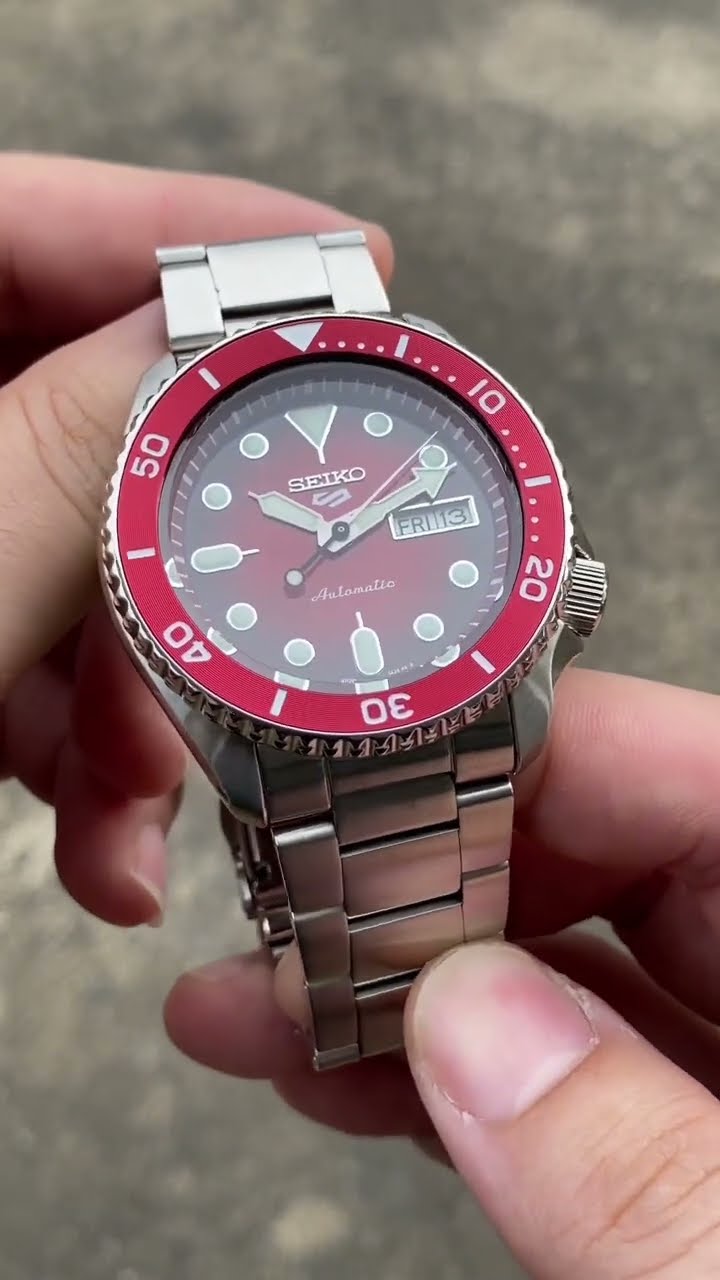  Shop Authentic Seiko 5 Sports Mechanical Limited Edition Red Dial Silver Steel Strap Watch For Men - SRPK63K1 - Luxxuri