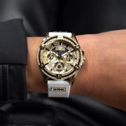  Shop Authentic Guess Queen Quartz Gold Dial White Silicone Strap Watch For Women - GW0536L2 - Luxxuri