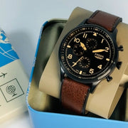  Shop Authentic Fossil Retro Pilot Chronograph Brown Dial Brown Leather Strap Watch for Men - FS5833 - Luxxuri