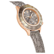  Shop Authentic Swarovski Octea Chrono Grey Dial Grey Leather Strap Watch for Women - 5671153 - Luxxuri