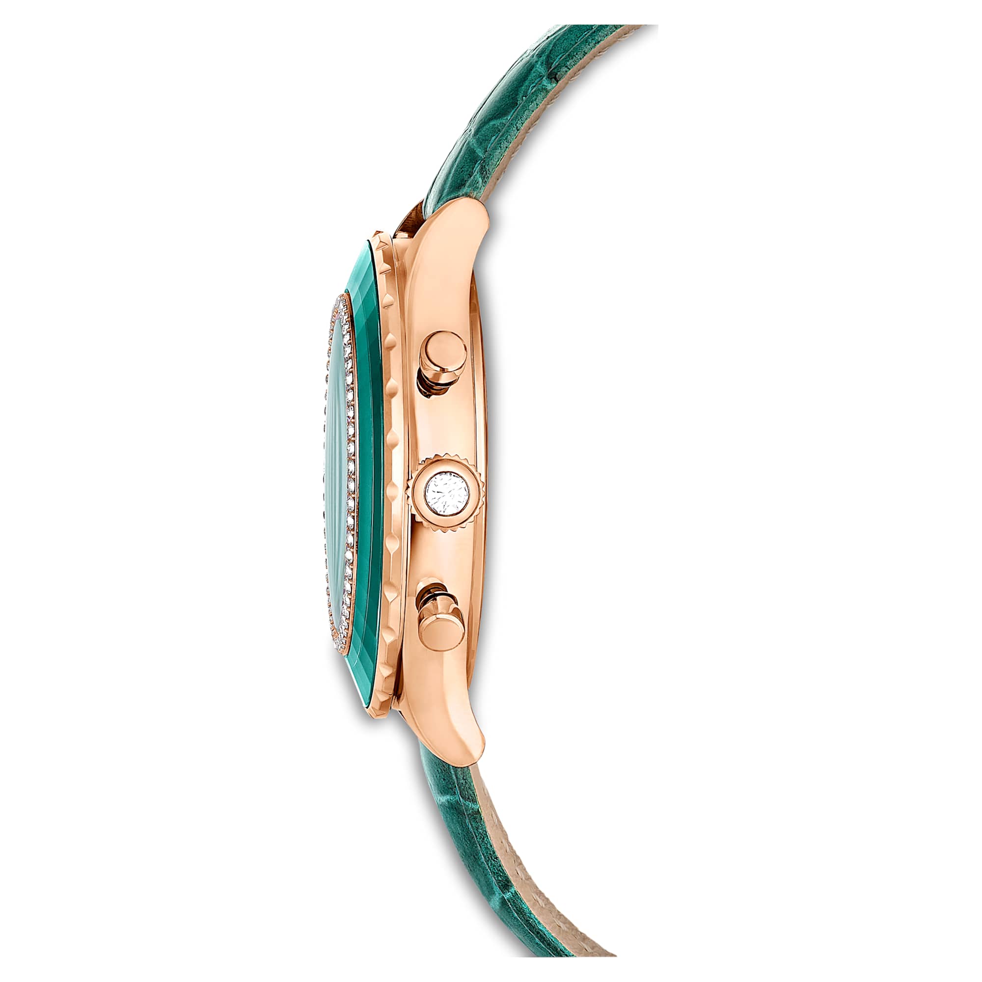  Shop Authentic Swarovski Octea Chrono Green Dial Green Leather Strap Watch for Women - 5672931 - Luxxuri