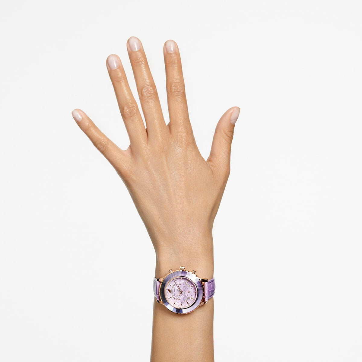  Shop Authentic Swarovski Octea Lux Chrono Purple Dial Purple Leather Strap Watch for Women - 5632263 - Luxxuri