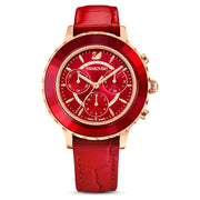  Shop Authentic Swarovski Octea Lux Chrono Red Dial Red Leather Strap Watch for Men - 5646975 - Luxxuri
