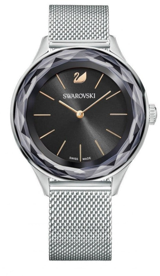  Shop Authentic Swarovski Octea Nova Black Dial Silver Mesh Bracelet Watch for Women - 5430420 - Luxxuri