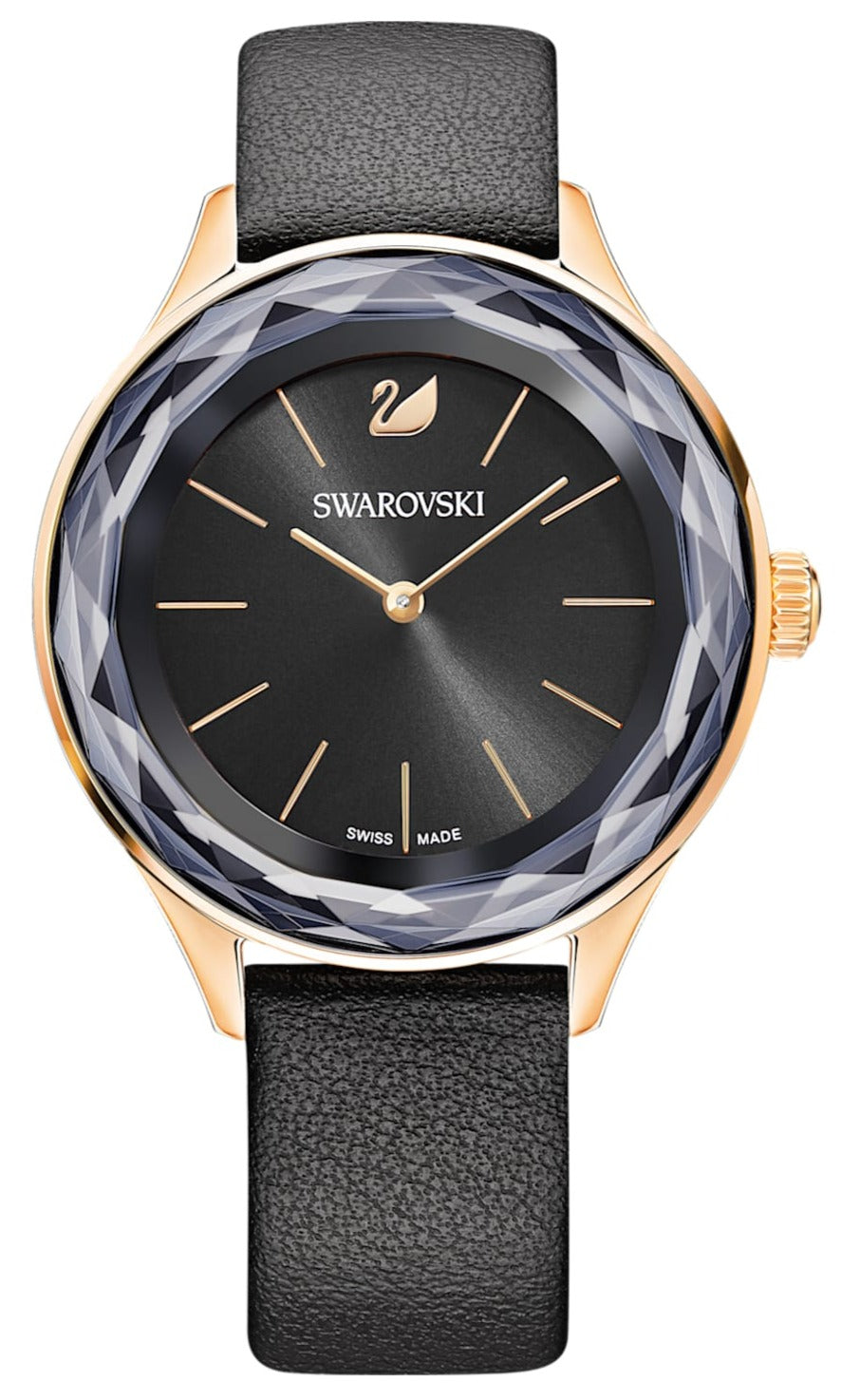  Shop Authentic Swarovski Octea Nova Grey Dial Grey Leather Strap Watch for Women - 5295358 - Luxxuri