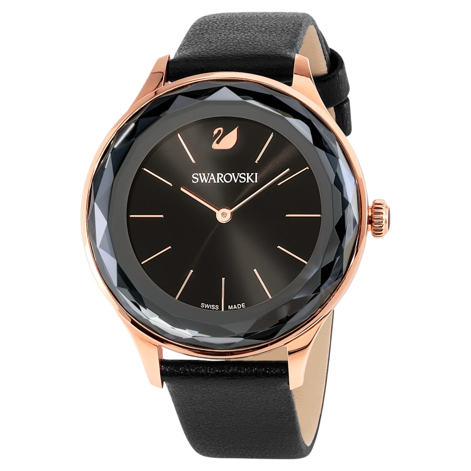  Shop Authentic Swarovski Octea Nova Grey Dial Grey Leather Strap Watch for Women - 5295358 - Luxxuri
