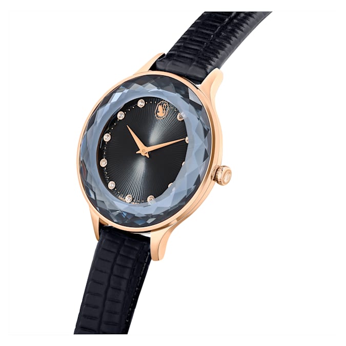  Shop Authentic Swarovski Octea Nova Black Dial Black Leather Strap Watch for Women - 5650033 - Luxxuri