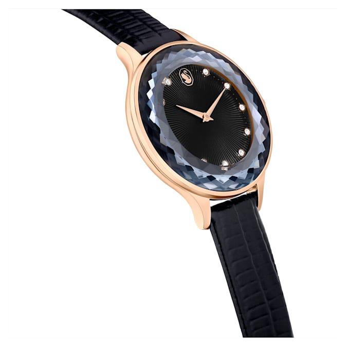  Shop Authentic Swarovski Octea Nova Black Dial Black Leather Strap Watch for Women - 5650033 - Luxxuri
