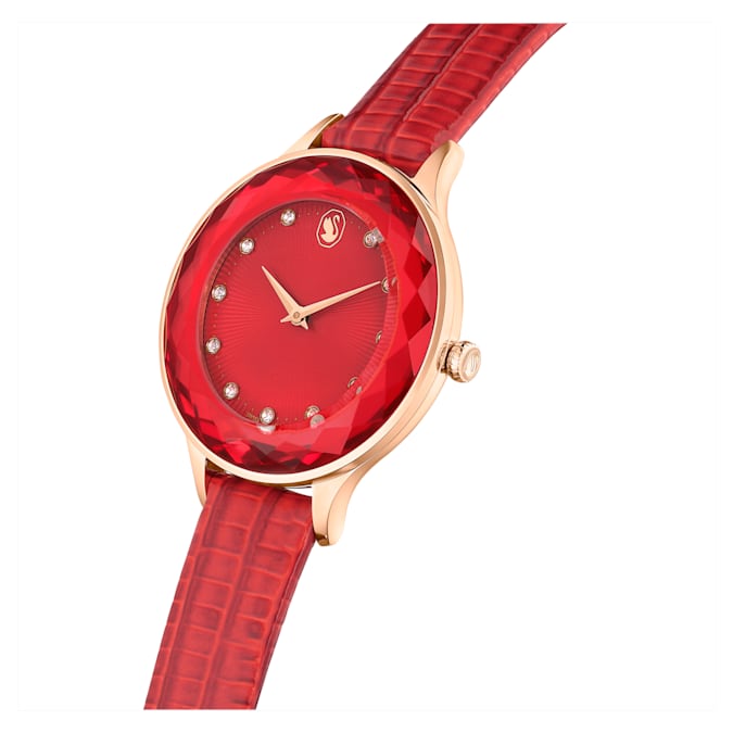  Shop Authentic Swarovski Octea Nova Quartz Red Dial Red Leather Strap Watch for Women - 5650002 - Luxxuri