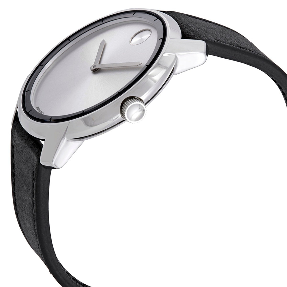  Shop Authentic Movado Bold Silver Dial Black Leather Strap Watch For Men - 3600468 - Luxxuri