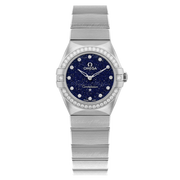  Shop Authentic Omega Constellation Manhattan Quartz Diamonds Blue Dial Silver Steel Strap Watch for Women - 131.15.25.60.53.001 - Luxxuri