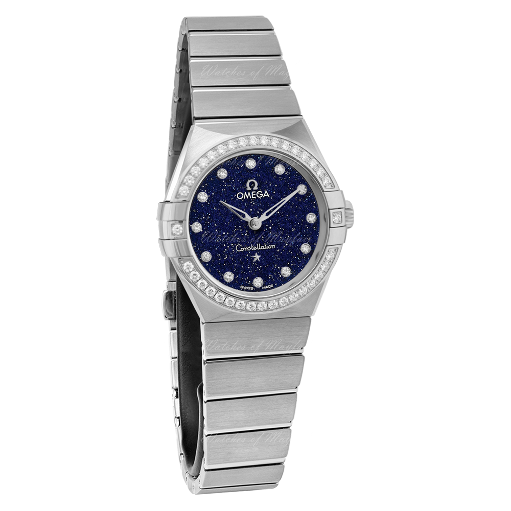  Shop Authentic Omega Constellation Manhattan Quartz Diamonds Blue Dial Silver Steel Strap Watch for Women - 131.15.25.60.53.001 - Luxxuri