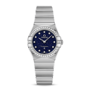  Shop Authentic Omega Constellation Manhattan Quartz Diamonds Blue Dial Silver Steel Strap Watch for Women - 131.15.25.60.53.001 - Luxxuri