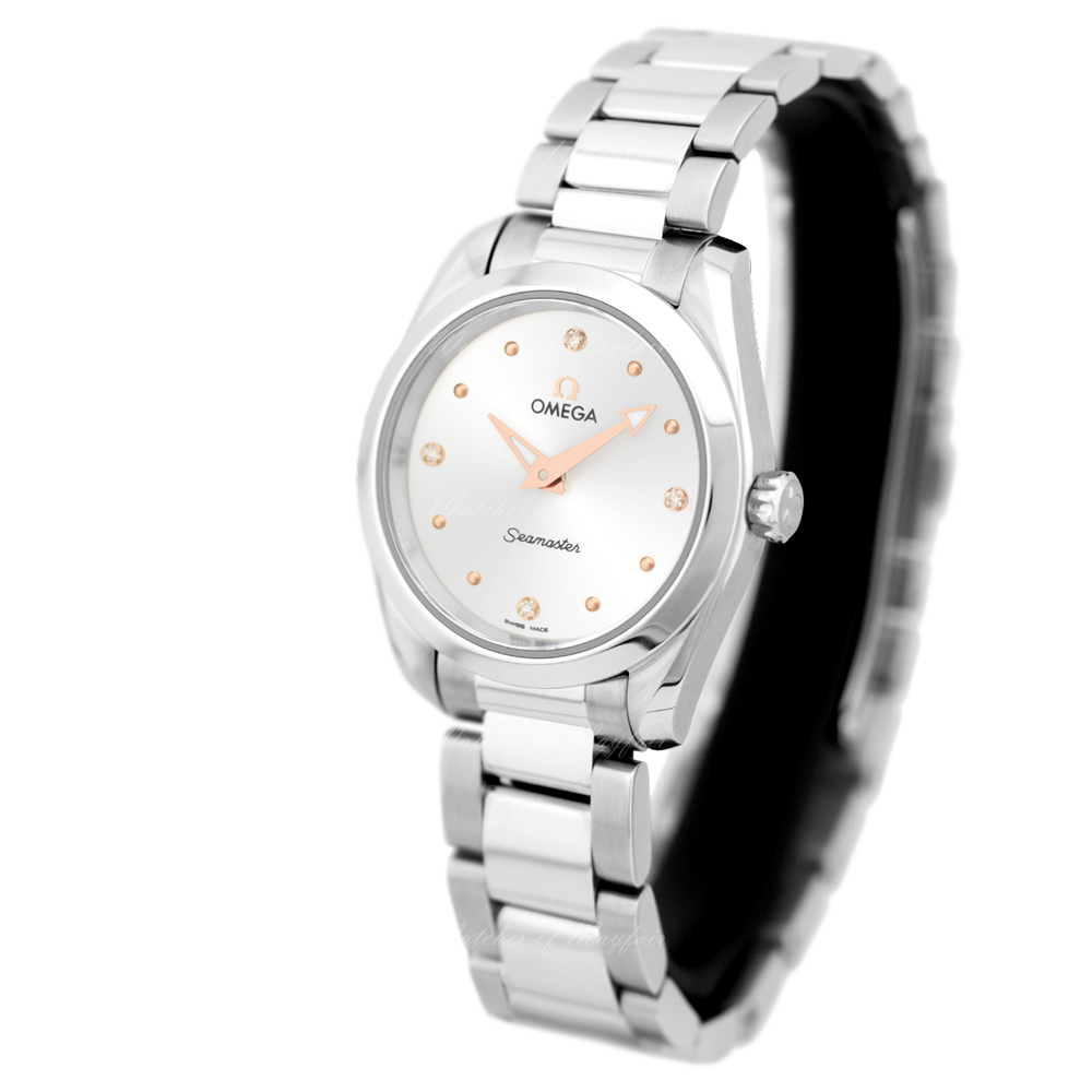  Shop Authentic Omega Seamaster Aqua Terra Quartz Diamond Silver Dial Silver Steel Strap Watch for Women - 220.10.28.60.54.001 - Luxxuri