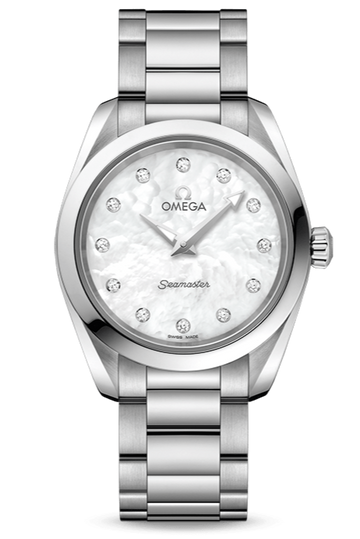  Shop Authentic Omega Seamaster Aqua Terra Quartz Diamonds Mother of Pearl Dial Silver Steel Strap Watch for Women - 220.10.28.60.55.001 - Luxxuri