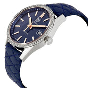  Shop Authentic Tag Heuer Carrera Quartz Diamonds Blue Dial Blue Leather Strap Watch for Women - WAR1114.FC6391 - Luxxuri