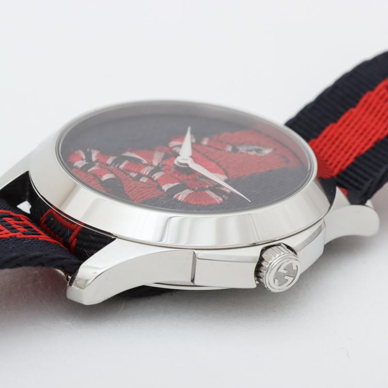  Shop Authentic Gucci Le Marche Des Merveilles Blue Red Dial Blue Red Nylon Strap Unisex Watch - YA126493 - Luxxuri