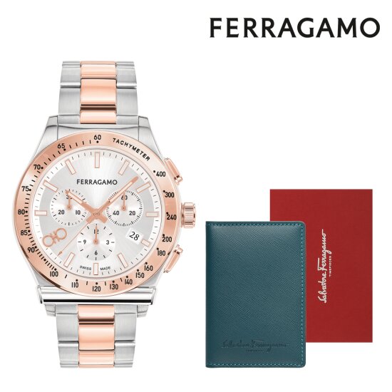  Shop Authentic Salvatore Ferragamo 1927 Chrono Silver Dial Two Tone Steel Strap Watch for Men -  SFKZ00623 - Luxxuri