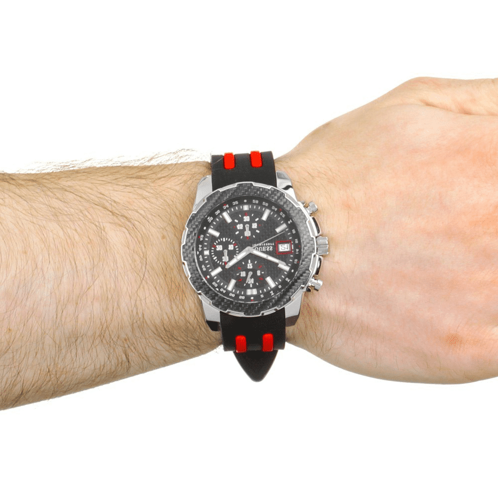  Shop Authentic Guess Octane Chronograph Black Dial Two Tone Silicone Strap Watch For Men - W1047G1 - Luxxuri