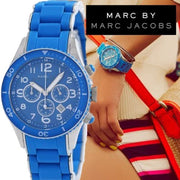  Shop Authentic Marc Jacobs Rock Chronograph Blue Dial Blue Silicone Strap Watch for Women - MBM2575 - Luxxuri