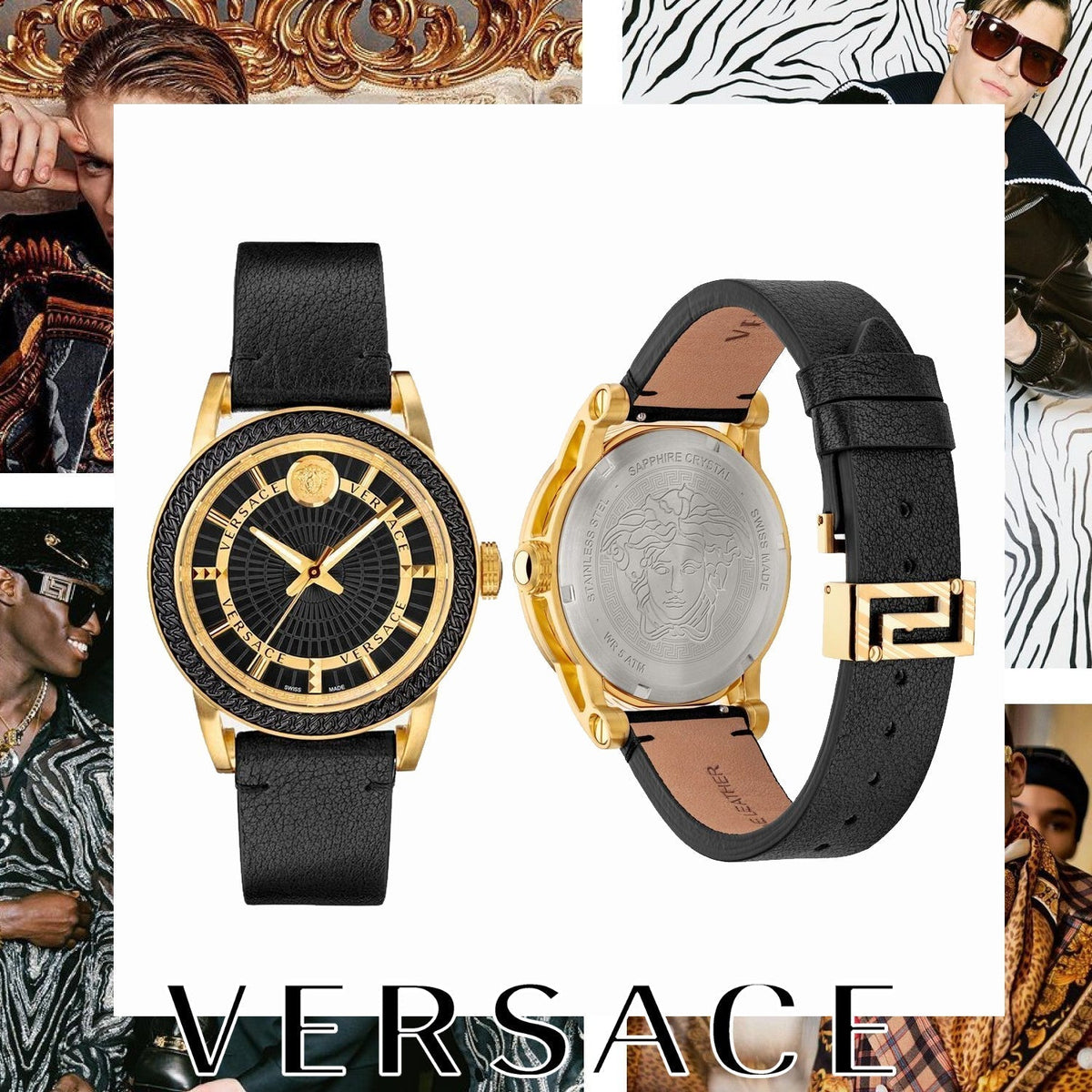  Shop Authentic Versace Code Quartz Black Dial Black Leather Strap Watch For Men - VEPO00320 - Luxxuri