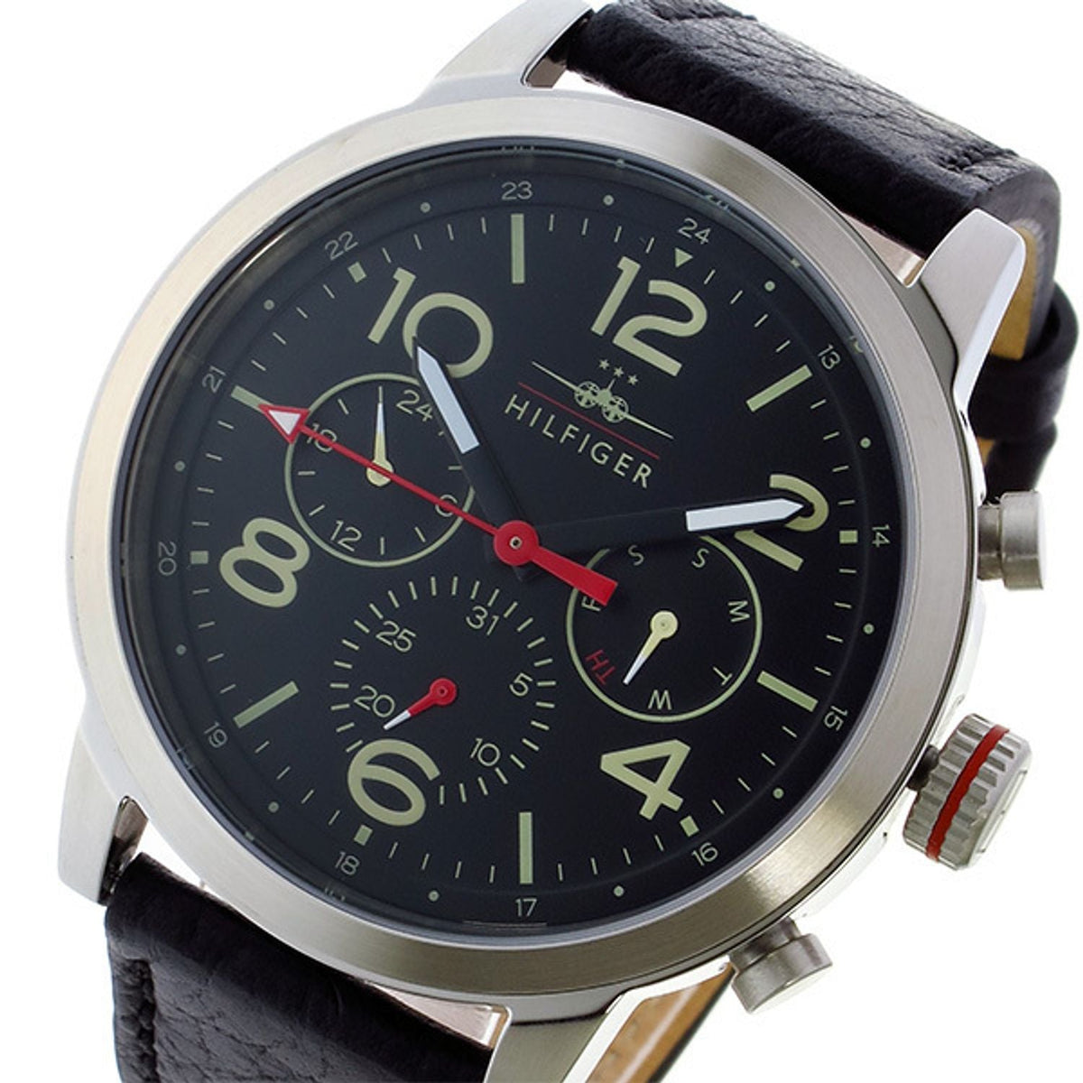  Shop Authentic Tommy Hilfiger Jake Chronograph Black Dial Black Leather Strap Watch for Men - 1791232 - Luxxuri