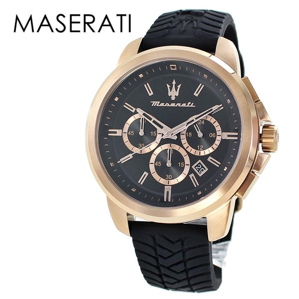  Shop Authentic Maserati Successo 44mm Black Rose Gold Dial Black Rubber Strap Watch For Men - R8871621012 - Luxxuri