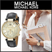  Shop Authentic Michael Kors Sawyer Champagne Dial Black Leather Strap Watch for Women - MK2433 - Luxxuri
