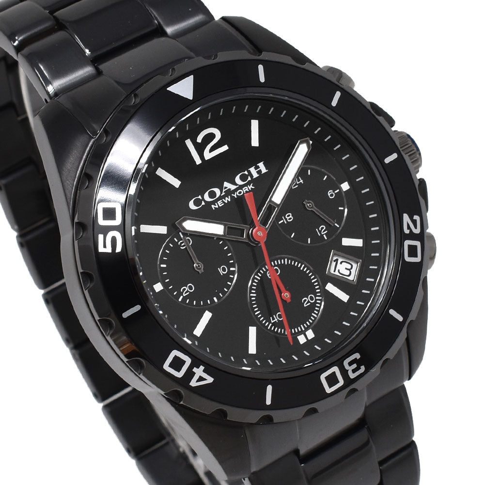 Coach Kent Chronograph Black Dial Black Steel Strap Watch for Men - 14602554