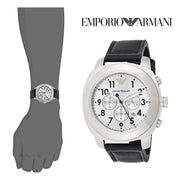  Shop Authentic Emporio Armani Sportivo Chronograph Silver Dial Black Leather Strap Watch For Men - AR6054 - Luxxuri