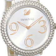  Shop Authentic Swarovski Crystal Frost Silver Dial White Leather Strap Watch for Women - 5484070 - Luxxuri