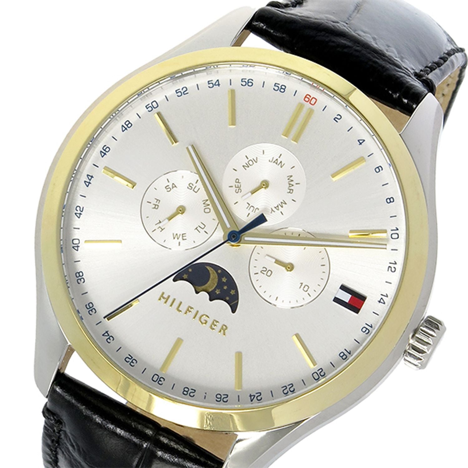  Shop Authentic Tommy Hilfiger Oliver Analog Silver Dial Black Leather Strap Watch for Men - 1791305 - Luxxuri