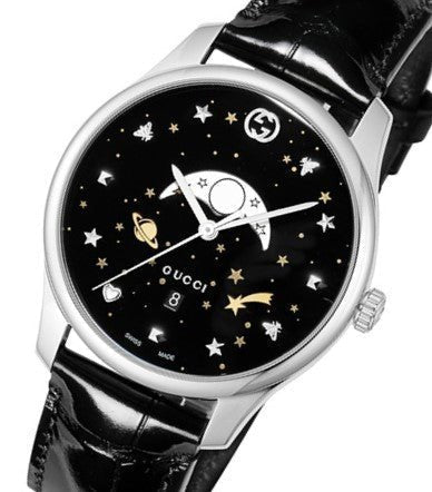 Shop Authentic Gucci G-Timeless Moonphase Black Dial Black Leather Strap Watch For Men - YA126327 - Luxxuri