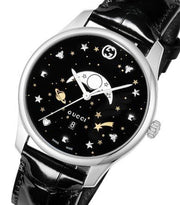  Shop Authentic Gucci G-Timeless Moonphase Black Dial Black Leather Strap Watch For Men - YA126327 - Luxxuri