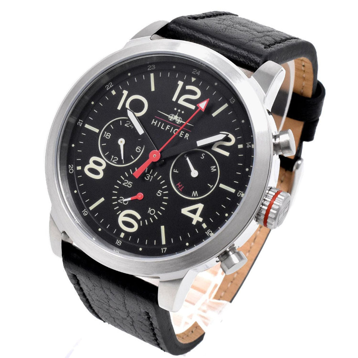  Shop Authentic Tommy Hilfiger Jake Chronograph Black Dial Black Leather Strap Watch for Men - 1791232 - Luxxuri